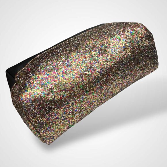 Trina Turk Makeup Cosmetics Bag Travel Pouch Black Multi Glitter 8x5" Glamorous - Picture 5 of 9